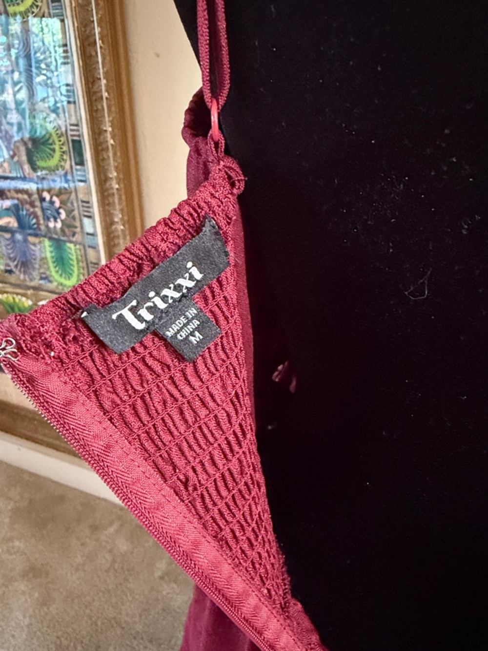 Trixxi Burgundy Bow-Front Tiered Maxi Dress - Picture 7 of 7